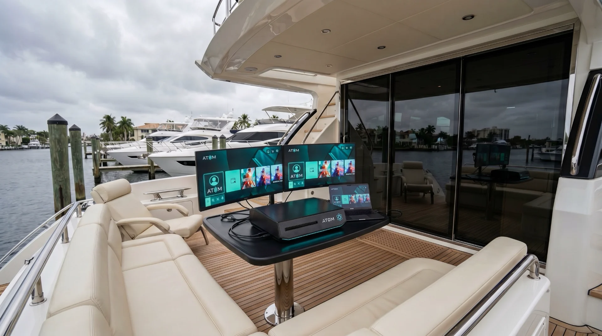 ATOM Edge Console powering a multi-display premium setup